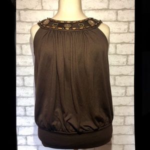 NWOT Michael Kors sleeveless top, beaded neckline